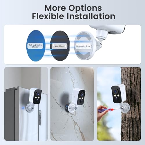 Naseto 360° View Wireless Outdoor Security Camera, No Subscription Free 7-Day Cloud/SD, Pan, AI Detection, Magnetic, Battery Powered, 2.4G WiFi, 2K, Night Vision, 2-Way Talk, Home Security, IP65
