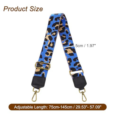 Image of uxcell Wide Shoulder Strap, 5cm Adjustable Purse Strap Replacement Crossbody Strap for Shoulder Bag Handbag, Blue, Bronze Square Mouth Buckle