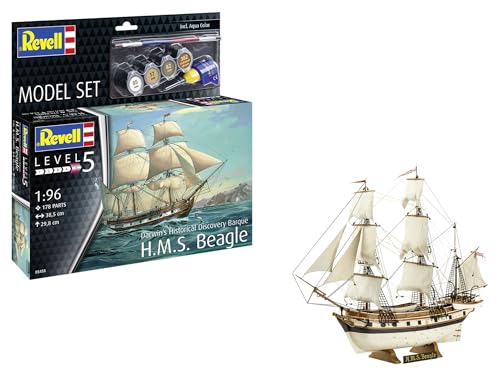 Revell Modellset 65458 Modellset HMS Beagle 1:96 Ungebaut/Unlackiert Plastikmodellbausatz mit Zubehör