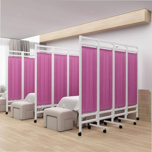 Vertical Door Partition for Privacy,Double-Layer Fabric Room Divider,Hospitals Privacy Screen with Brake Wheels,Available in 6 Colors(Color 6,4-Panel)