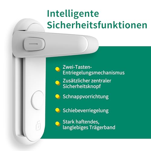 Moonybaby 2 Stück Kindersicherung für Türklinken, Türgriff Sicherheitshebel, Kindersicherung Tür, Kein Werkzeug, Einfache Bedienung, Keine Rückstände