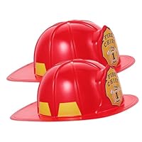 FRCOLOR Firefighter Helmet 2pcs Red Fireman Hat Fire Chief Helmet Costume Accessory for Cosplay Party Role Play Decorative Party Favour