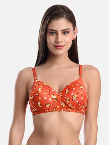 Image of FIMS - Fashion is my style Women Cotton Blend Floral Lightly Padded Bra Non-Wired Full Coverage Multicolor Cup- B