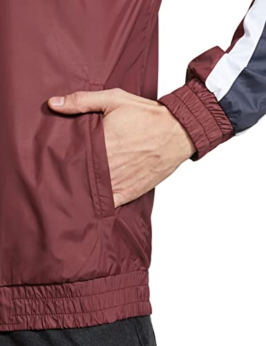 Image of The Indian Garage Co Red Regular Fit Colourblocked Long Sleeve Windcheater