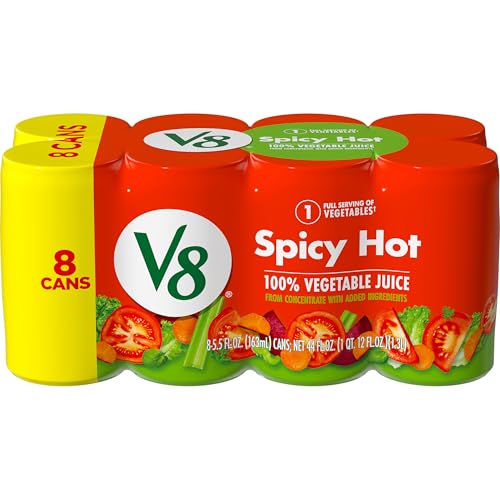 V8 Spicy Hot 100% Vegetable Juice, 5.5 fl oz Can (8 Pack)