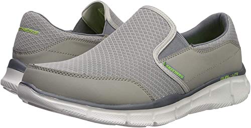 Image of Skechers Men's Equalizer Persistent Slip-On Sneaker | Casual Training, Nubuck Leather, Mesh Ventilation, EVA Cushion Midsole, Traditional Lace-up