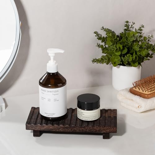 Bathroom Tray Rustic Farmhouse Bathroom Decor Wood Display Stand Riser Kitchen Soap Dish Holder for Vanity, Countertop, Sink, 10 * 4.5 Dark Brown by zoocatia - Image 2