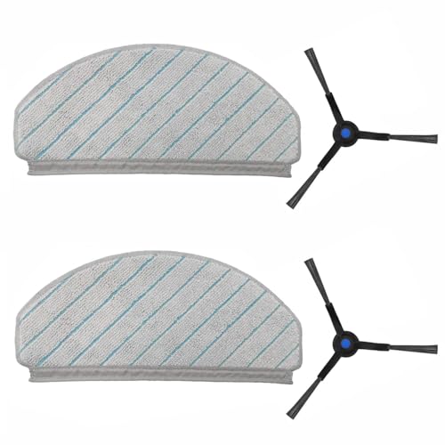 Image of Mop Refill Microfibre Mop Refill Robot Vacuum Spare Parts Compatible with Ecovacs DEEBOT N20 N30 N30 Plus Cleaning Cloth Pads Side Brush Replacement Kit 2 Pads 2 Brushes Home Cleaning Accessories