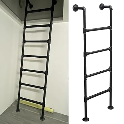 WAMVZYX Heavy Duty Emergency Egress Ladder for Window Well, 47"/49"/50"/52"/59"/79" Wall Mounted Attic Loft Ladder Basement Egress Ladder Indoor Outdoor Climbing Ladders, 330LBS Load(2.3m/