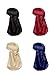 4 Pack Men's Women's Silk Accent Durag Cap Headwraps (Black, Navy, Wine Red and Brown)