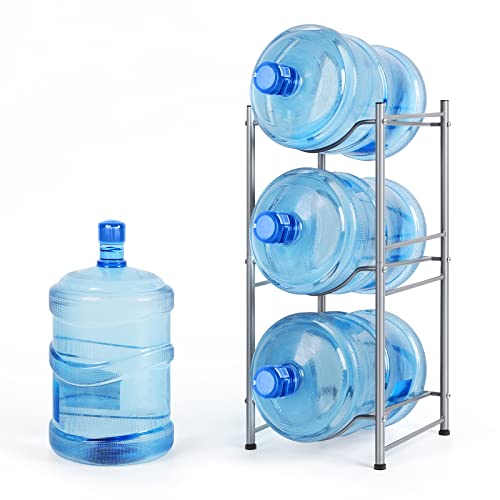 smusei 5 Gallon Water Bottle Holder Water Cooler Jug Rack for 3 Bottles Storage Detachable Heavy...