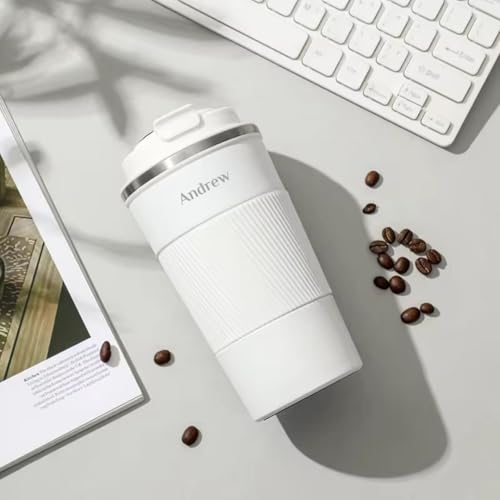 Image of Giftana Personalized Coffee Tumbler with Brownie Brittle, Valentines Day Card Gift Set for Men and Women, Valentine's Day Gifts for Boyfriend and Girlfriend, Valentine Gift for Her Him (White, 510ml)