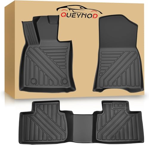QUEYNOD Floor Mats Compatible with 2025-2026 Toyota Camry (Included Hybrid) All Weather TPE Liners Black