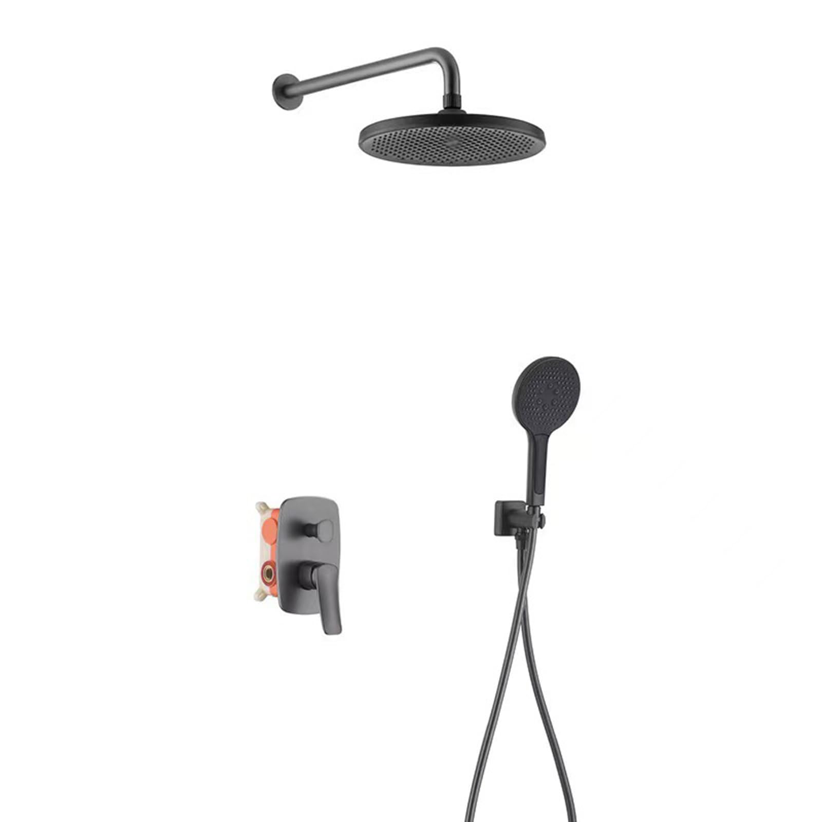 Kit de douche encastré mural gris pour une salle de bain moderne