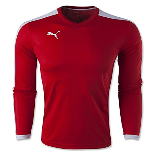 Puma Men's Pitch Long Sleeve Shirt, Puma Red/White, Youth X-Large