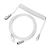 EPOMAKER Mix 1.8m Coiled Keyboard Cable, USB C to USB A TPU Cable for Mechanical Gaming Keyboard, with Detachable Metal Aviator for Custom Keyboard, White