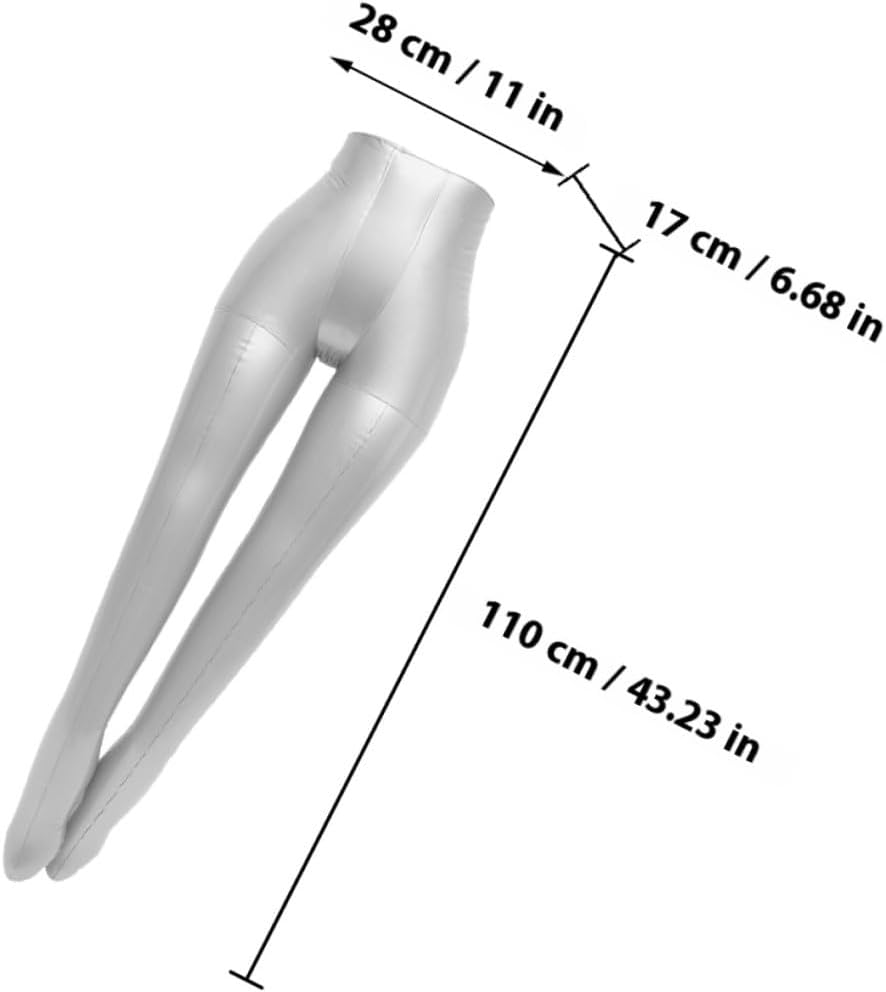 PVC Inflatable Mannequin Lower Body Model Silver, Pants Display Mannequin for Clothing Store, Realistic Pants Stand Sewing Dress Form