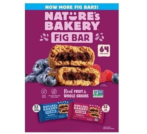 Natures Bakery Fig Bars Variety Pack Blueberry and Raspberry, Fig Bars, Natures Bakery, Fig Newtons, Natures Bakery Fig Bars, Nature's Bakery Fig Bar, Fig Bars Natures Bakery, Nature Bakery Bars, 2 Ounce (64 Count)
