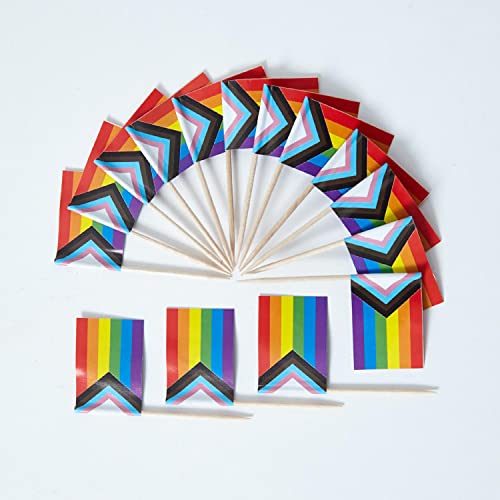 Fwiw 100 Pcs Pride Rainbow Flag Pride Progress Rainbow Cupcake Toppers Flags,Mini Small Gay Lgbt Toothpick Stick Flags Decoration #TOP24