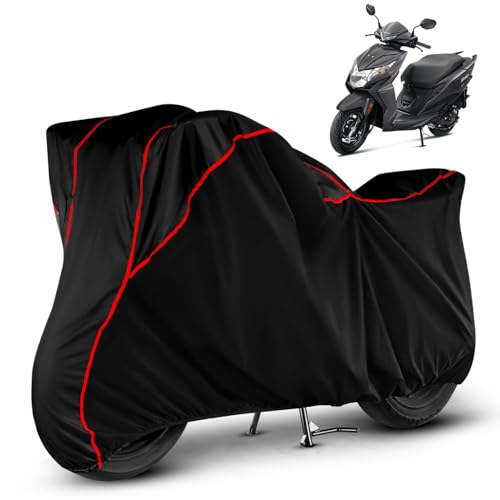 Image of Heavy Duty Waterproof Scooty Cover for Honda Dio | All Weather Protection from Rain, Dust, Sun & Scratches | Universal Fit for All Bike & Scooty | Black Red Piping | Dio Scooty Cover