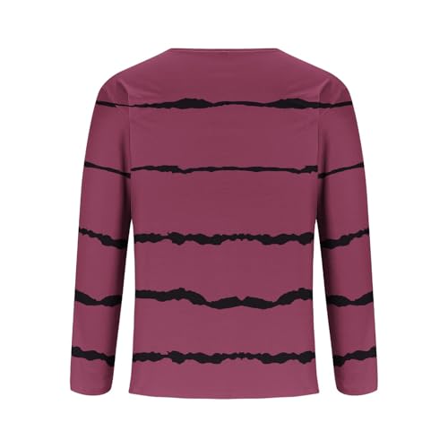 Mens Crew Neck Pullover Striped Print Half Button Long Sleeve Basic Tops 2024 Fall Winter Fashion Casual Soft Clothes2