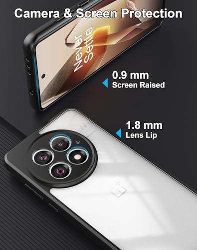 Image of Foluu Clear Case for OnePlus 13, Hard PC Back & Soft TPU Bumper [Not Yellowing] Shockproof Protective Phone Case Slim Fit Thin Cover for OnePlus 13 5G 2025 (Black+Clear)