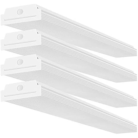 FaithSail 4FT LED Wraparound 40W Wrap Light, 4400lm, 4000K Neutral White, 4 Foot LED Shop Lights for Garage, 48 Inch LED Light Fixtures Ceiling Mount Office Light, Fluorescent Tube Replacement, 4 Pack Cover