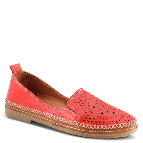 Image of Spring Step Women's Ingrid Loafers - Premium Leather Slip-On with Laser Cutout Design, Elastic Goring and Lightweight Flat Sole for Comfortable Stylish Wear