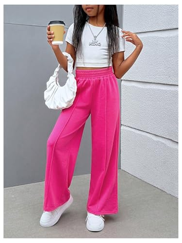 Floerns Girl's Elastic High Waist Sweatpants Straight Leg Active Running Pants4