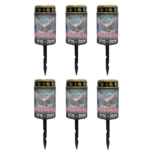 Image of Poceacles Eagle American Flag 1776-2026 Print Solar Lights Outdoor Waterproof Cemetery Solar Outdoor Candle Grave Decoration Votive Candles Blessed Lights for 250th Independence Day Decor, 6 Pcs