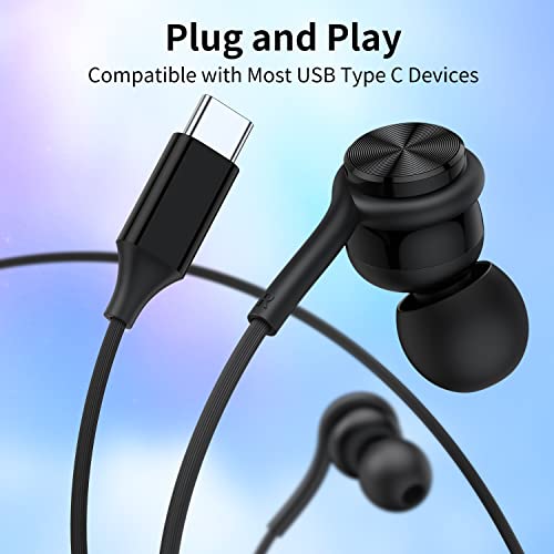 Usb C Headphones Earbuds,Usb Type C Wired Magnetic Noise Canceling In-Ear Headset With Microphone For Ipad Pro Samsung Galaxy S23+ S22 S21 S20 Fe Ultra Note 10 20 Pixel 7 6 5 4 Oneplus 9 8T 7T, Black #TOP1