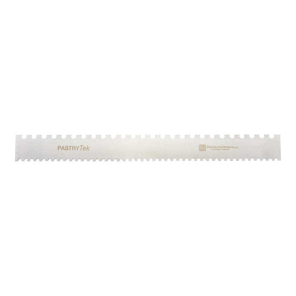 Peine para tartas de 19.8 x 2 pulgadas, 1 peine de decoración de semicírculo, doble cara, bordes surtidos, alisador de glaseado de acero inoxidable, para decorar o esculpir postres. Restaurantware