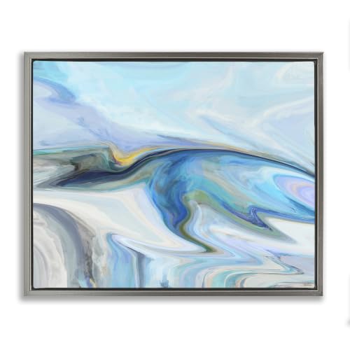 'Fluid Blue Contemporary Composition'| Floating Frame Canvas Art