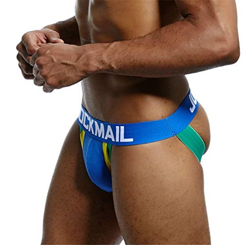 JOCKMAIL Ropa Interior para Hombre Sexy suspensorio Tangas para Hombre Slip Transpirable para Hombre (L, Azul)