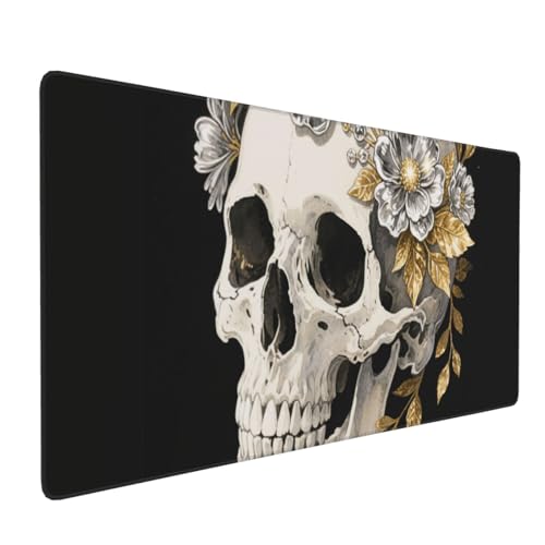 Tapis de souris de jeu tête de mort 90x40 cm grand format étendu pour ordinateur