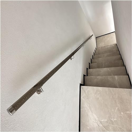 Pasamanos acrílico negro antideslizante con soportes de pared plateados de 350cm