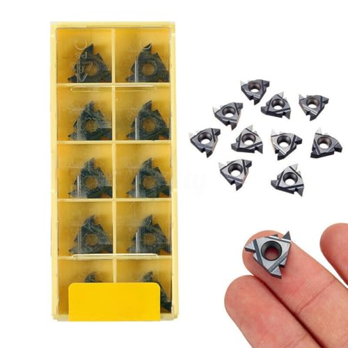 GLFLOW - GLFLOW 16ER AG55 Lot de 10 lames de filetage en carbure CNC pour filetage en métal semi-finition 6 mm de diamètre