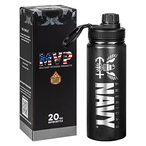20oz US Navy Water Bottle - Double Wall Vacuum Insulated Stainless Steel Great for PT and Outdoor Sports Like Hiking Camping and Cycling-Navy 20oz Water Bottle