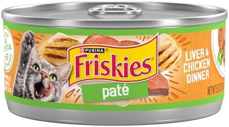 Purina Friskies Wet Cat Food Pate, Liver and Chicken Dinner – (Pack of 24) 5.5 oz. Cans