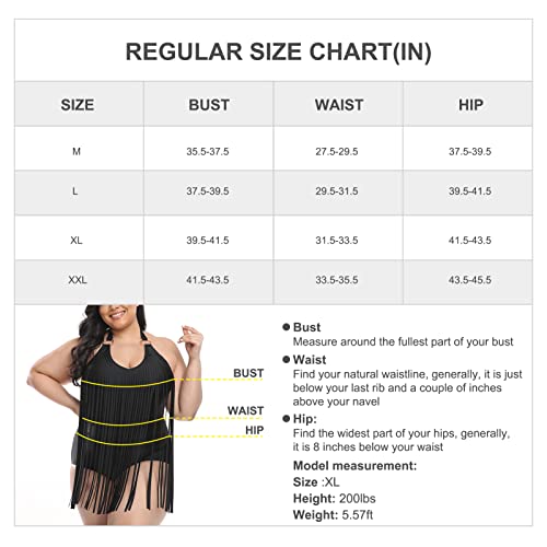 Jl Pretty Swimwear Fringe Tassels Swimsuit One Piece Beachwear, Black, Xxl = Us Xl #TOP4