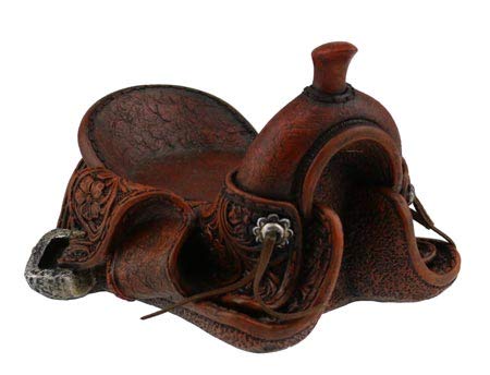 Western Saddle Bar Soap Trinket Holder Dish Plate Tray, 6-inch, Brown Tan, Cabin Lodge Bathroom Decor