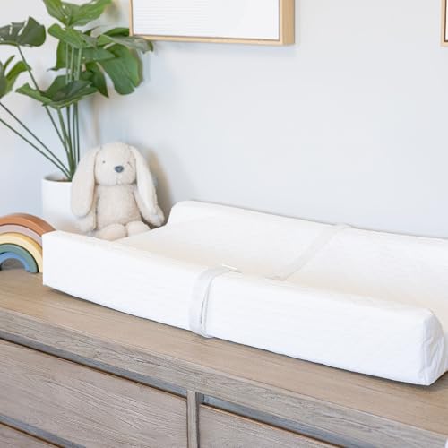 Regalo Baby Basics Changing Pad with Non-Slip Grip System, Waterproof Diaper Changing Pad for Dresser or Changing Table, Contoured Infant Changing Pad with Safety Strap, White