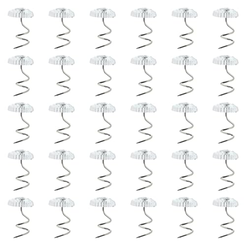 Bailinks Chinchetas de Tapicería para Sofá y Cama, Pins Giratorios con Cabezas Transparentes, Pasadores en Espiral para Fijación de Fundas, Sábanas y Colchones, Accesorios para Hogar y Coche (30)