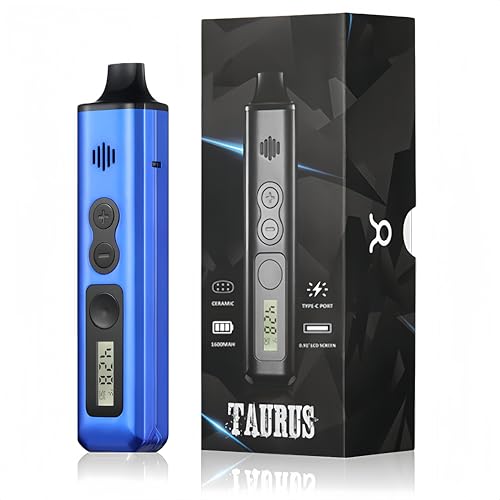 Vaporizador de Hierbas Secas Taurus, Pantalla OLED y Control de Temperatura, Cámara de Calentamiento Cerámica, Calentamiento Rápido de 40s (azul)