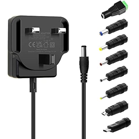 Aclorol 5V 1A DC Power Supply Adapter AC 100-240V to DC 5V 1A 5W Universal Power Adapter Converter Transformer for Router Audio/Video Security Cameras 5V LED Strip with 8 Connector DC Plug UL Listed Cover