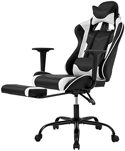 Racing Gaming Chair, Excessive-Again PU Leather-based House Workplace Chair Desk Laptop Chair Ergonomic Government Swivel Rolling Chair with Arms Lumbar Help for Males(White)