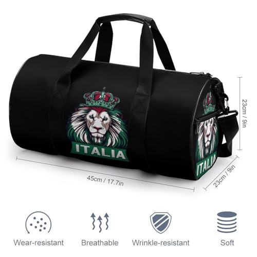 Lion Italy Italian Flag Sports Gym Bag Travel Duffel Workout Bag with Adjustable Strap2