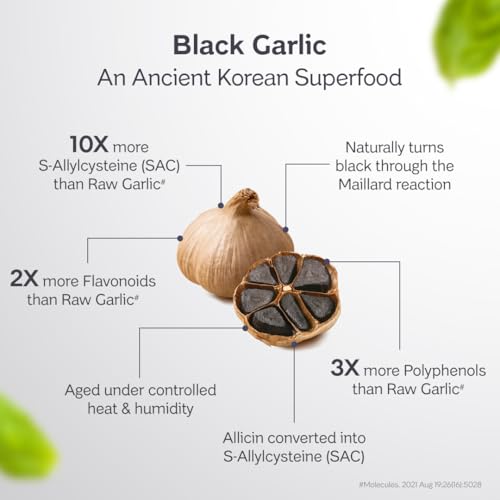 Image of Vitabowl's 100% Natural & Organic Black Garlic Capsules | Made with 100% Cloves | 120 Days Naturally Aged & Fermented | Manages Cholesterol Levels & Lipid Profiles (60 Count (Pack of 1))