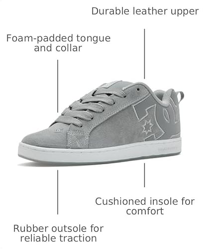 DC SHOES Women's Court Graffik Skate Shoe - Grey/Silver (DC02222025-GRYSLV) angle 2