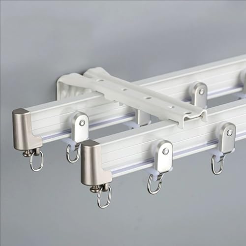 Tringle Rideau Double Aluminium Anodisé Design Moderne Fixation Plafond 2,8 m - 7